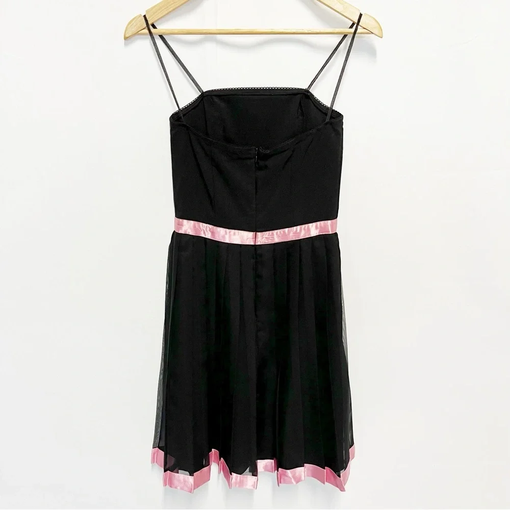 Rampage Vintage 90s Y2K Black & Pink Trim Party Dress Juniors Size 5